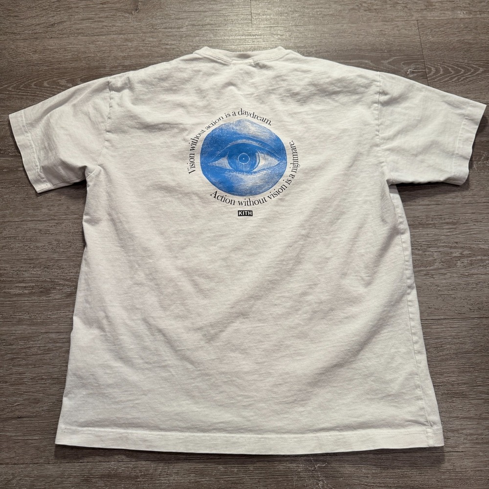 Kith Shirt Mens Small White 100% Cotton Vision & Action Eye Graphic Print Tee